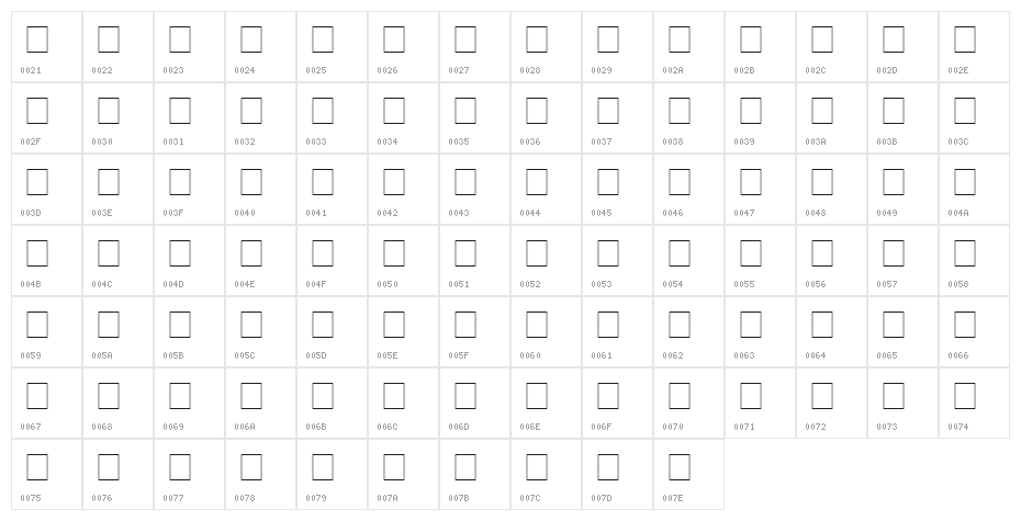 Electrik Character Map