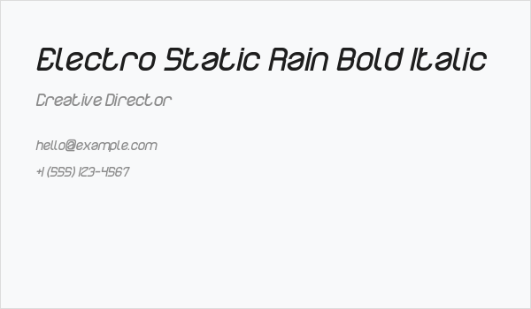 Electro Static Rain Bold Italic Business Card