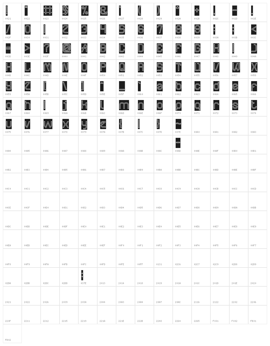 Electro Static Rain-Hollow-Inve Character Map