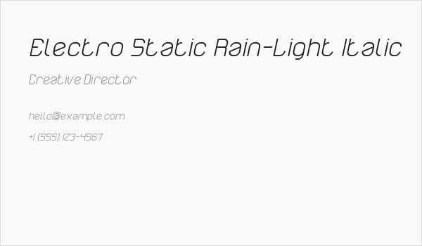 Electro Static Rain-Light Italic Business Card