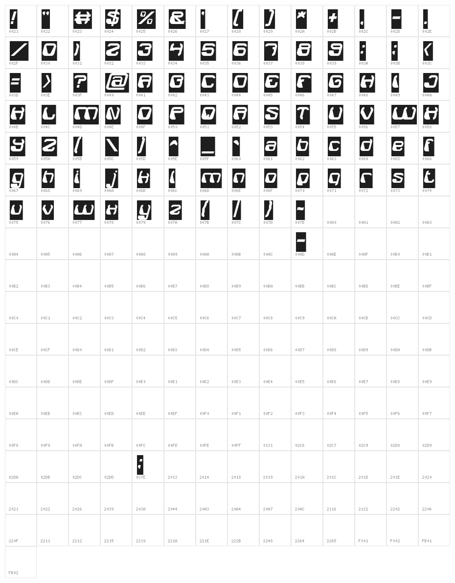 ElectroMagnet Character Map