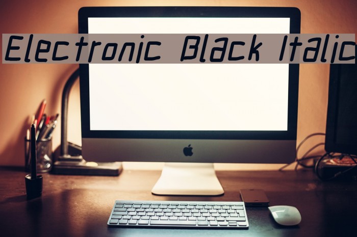 Electronic Black Italic Font examples