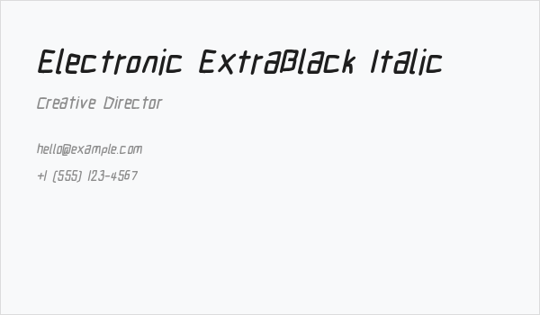 Electronic ExtraBlack Italic Business Card