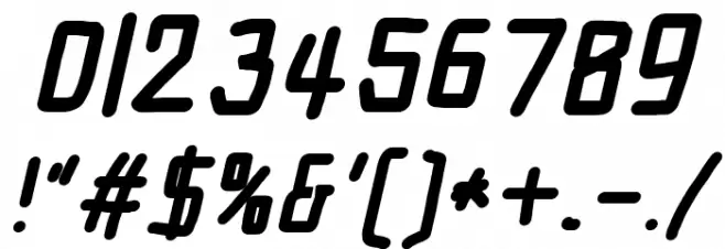 Electronic Heavy Italic Font OTHER CHARS