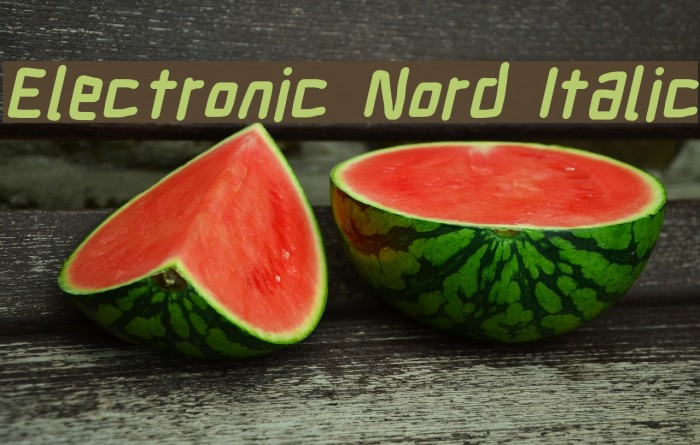 Electronic Nord Italic Шрифта examples