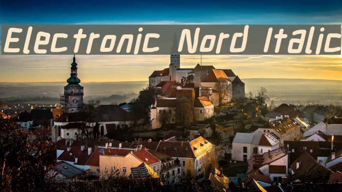 Electronic Nord Italic Шрифта examples