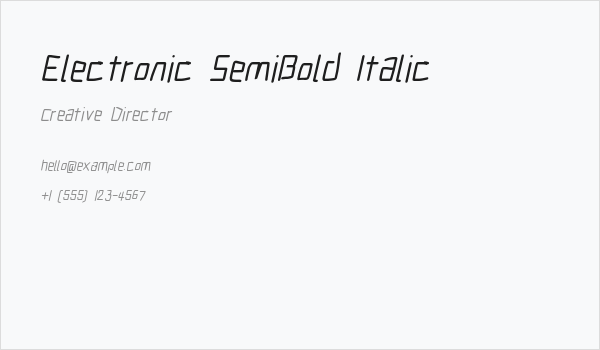 Electronic SemiBold Italic Business Card