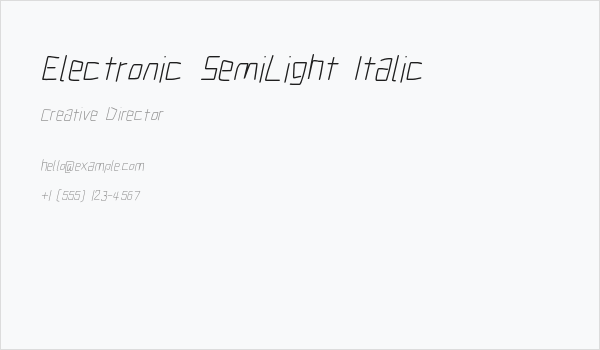 Electronic SemiLight Italic Business Card