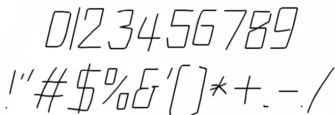 Electronic Thin Italic Font OTHER CHARS