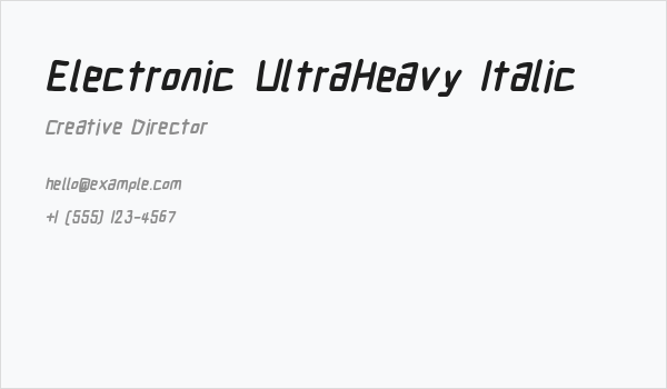 Electronic UltraHeavy Italic Business Card