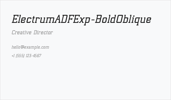 ElectrumADFExp-BoldOblique Business Card