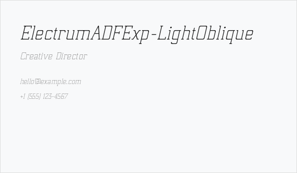 ElectrumADFExp-LightOblique Business Card