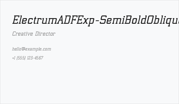 ElectrumADFExp-SemiBoldOblique Business Card