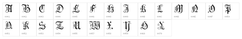 Elegant Capitals II Character Map