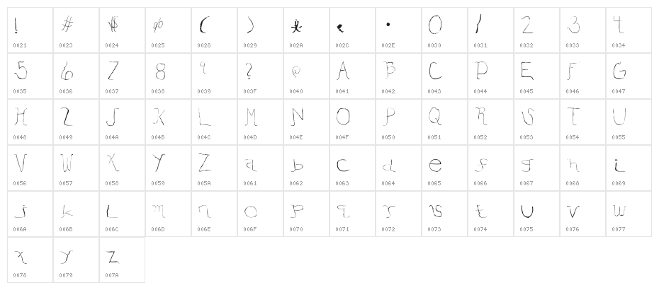 ElegantRegular Character Map