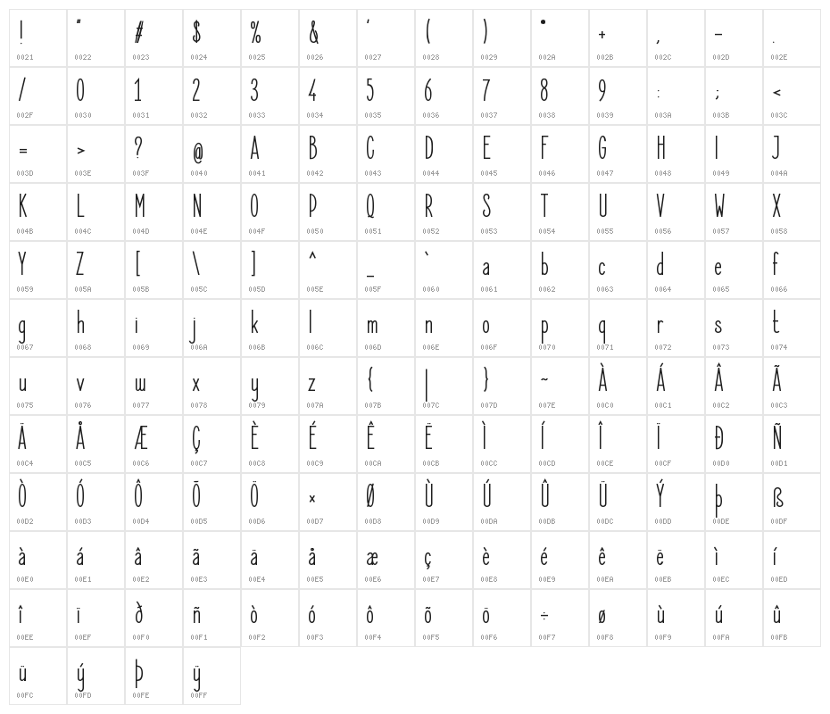 ElegantSans-SemiBold Character Map