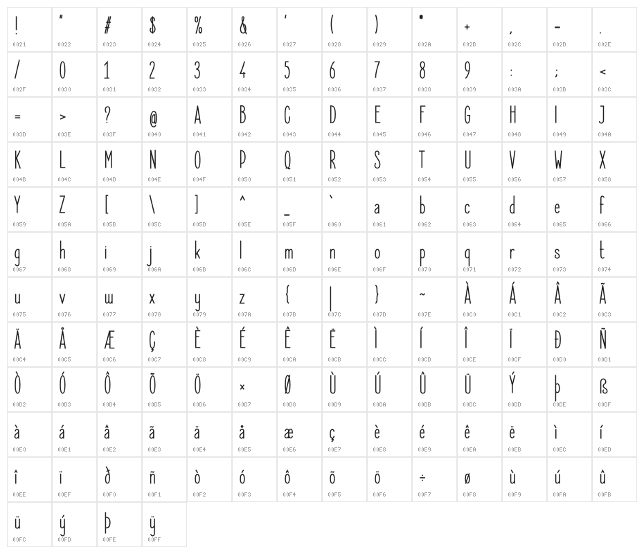 ElegantSans-SemiBold Character Map