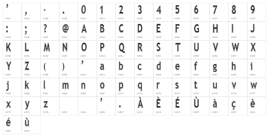 Elegante Regular Character Map