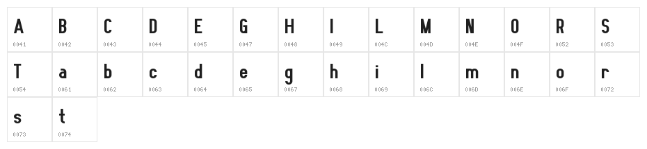 Elegrand Gothic Bold Demo Character Map