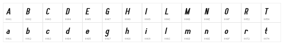 Elegrand Gothic Bold Italic Character Map