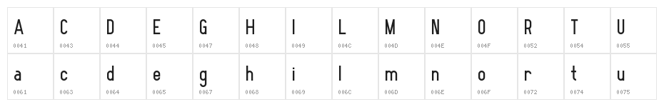 Elegrand Gothic Demo Character Map