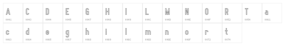 Elegrand Gothic Inline Demo Character Map