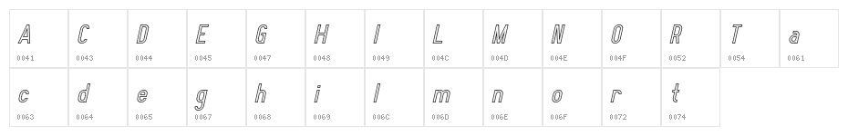 Elegrand Gothic Inline Italic Demo Character Map