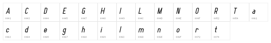 Elegrand Gothic Italic Demo Character Map