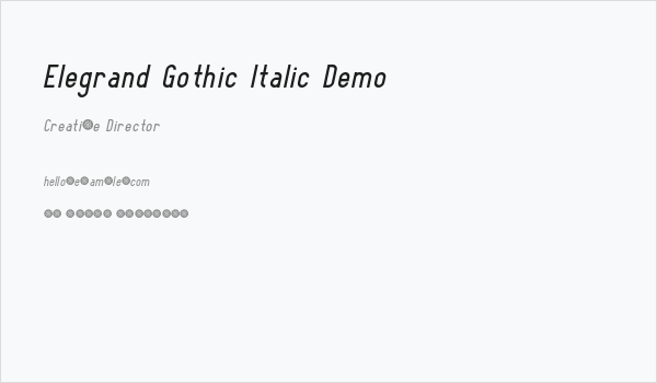 Elegrand Gothic Italic Demo Business Card