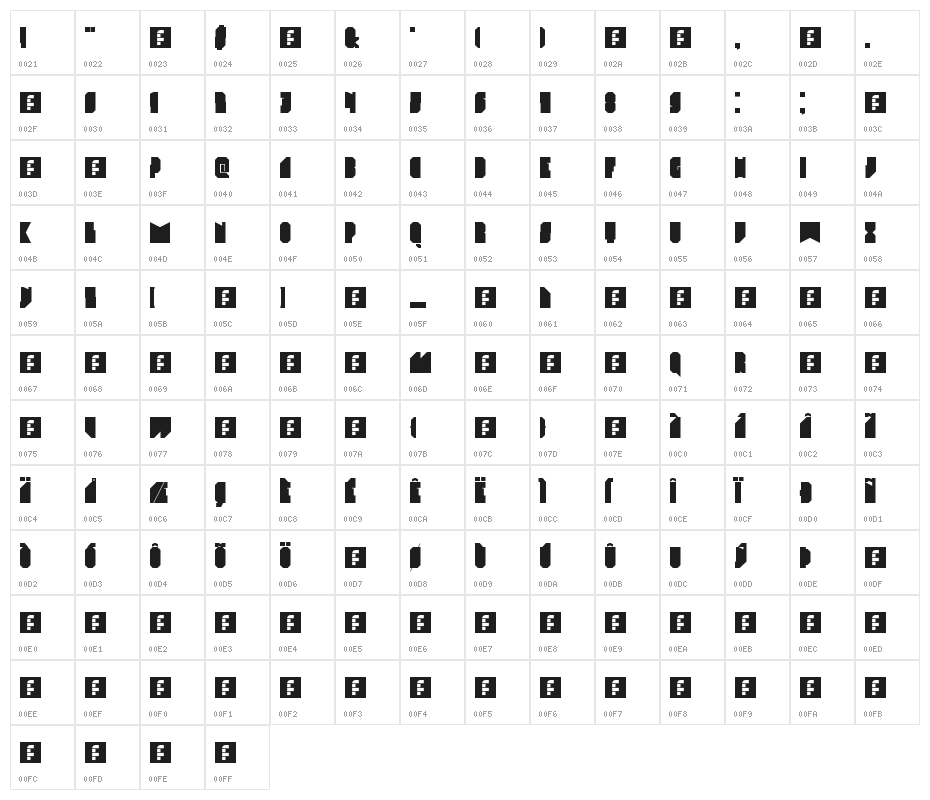 Elektro Regular Character Map