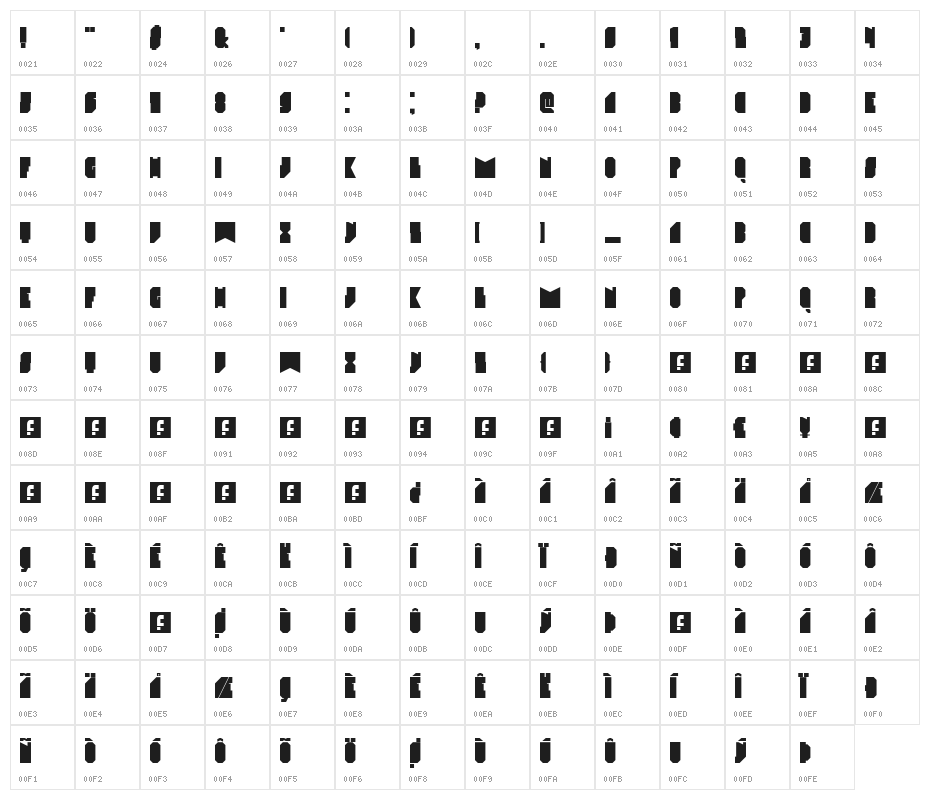 Elektro Regular Character Map