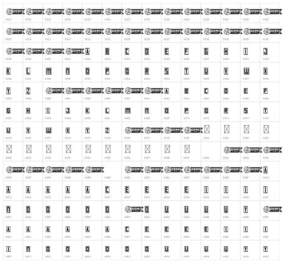 Elektroblooming Demo Character Map