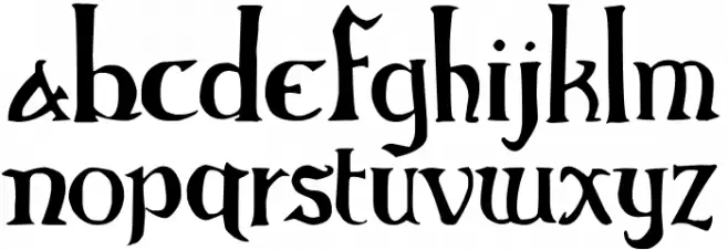 Elementary Gothic Bookhand Schriftart Kleinbuchstaben
