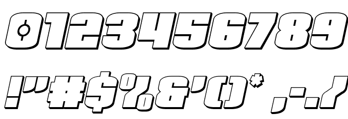 Elephant Gun 3D Italic Font OTHER CHARS