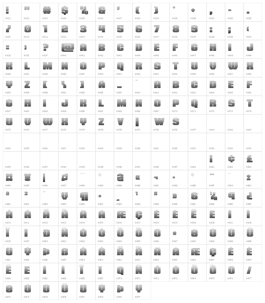Elephant Gun Gradient Character Map