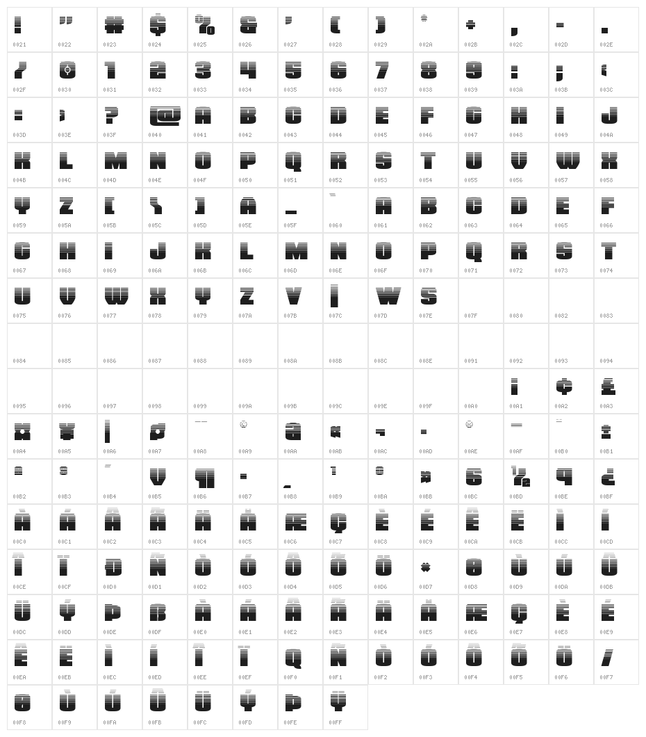 Elephant Gun Halftone Character Map