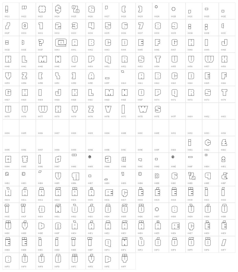 Elephant Gun Outline Character Map
