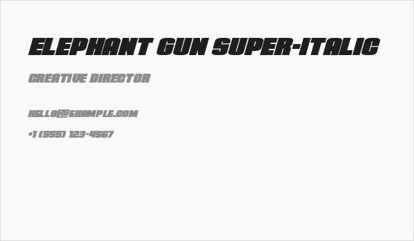 Elephant Gun Super-Italic Business Card