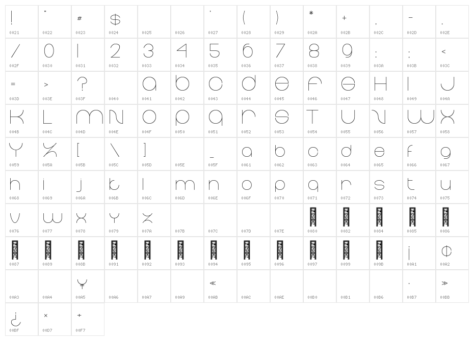 Elgrand Regular Character Map