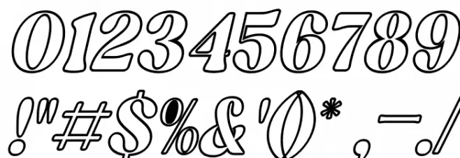 Elinga Outline Italic Font OTHER CHARS
