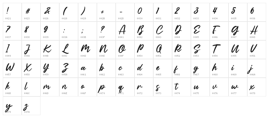 Elisabeth Regular Character Map