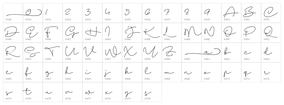 Elista Regular Character Map