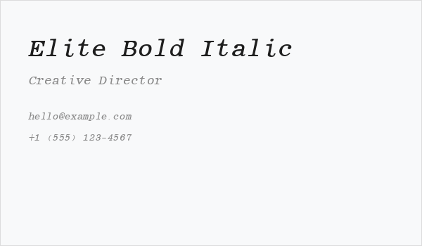 Elite Bold Italic Business Card