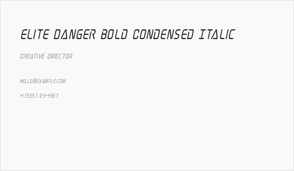 Elite Danger Bold Condensed Italic Business Card
