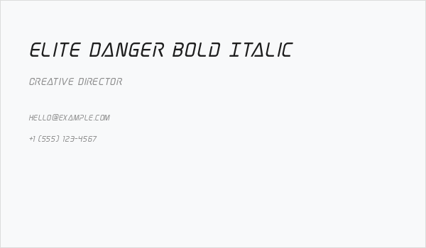 Elite Danger Bold Italic Business Card