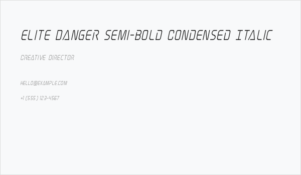 Elite Danger Semi-Bold Condensed Italic Business Card