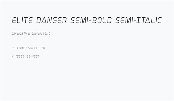 Elite Danger Semi-Bold Semi-Italic Business Card