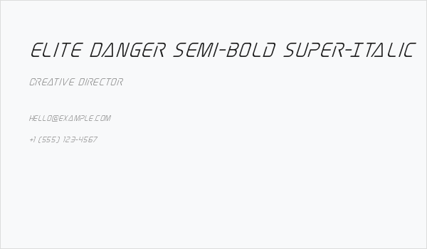 Elite Danger Semi-Bold Super-Italic Business Card