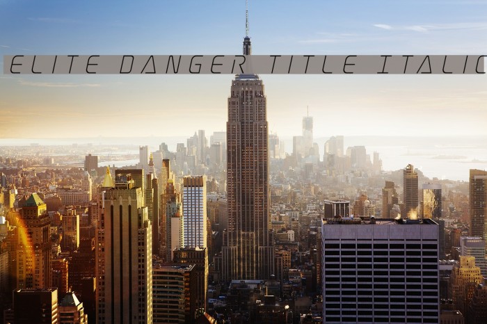 Elite Danger Title Italic Font examples