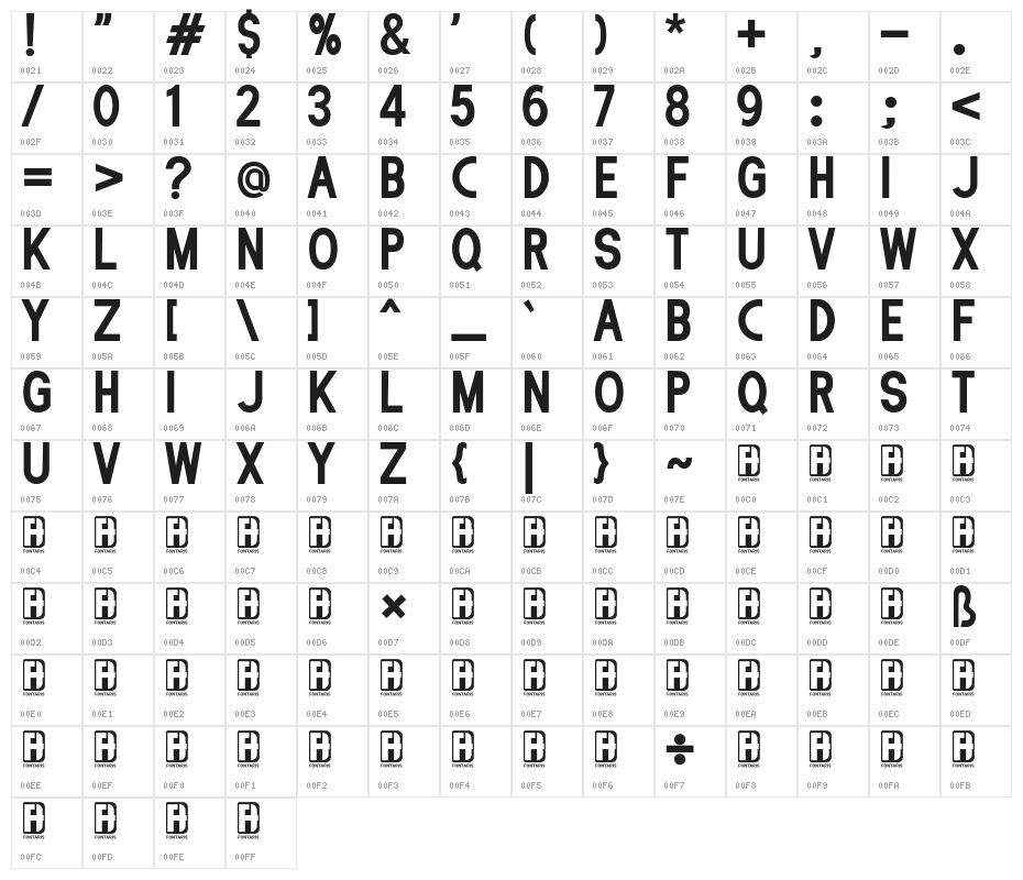 Ellando Bold Character Map